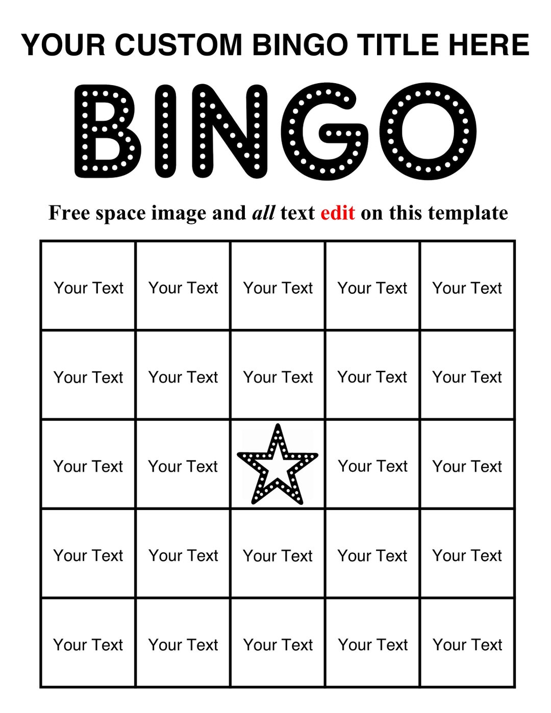 Editable Bingo Template 100 Cards Automatically Fill 48 - Etsy