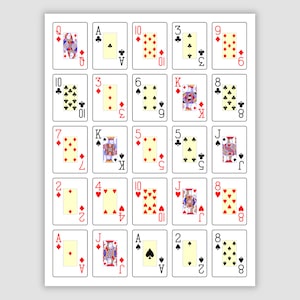 200 Poker Bingo Cards Set 2, Pdf Download, Instant Printable Fun Party Game, Style 3