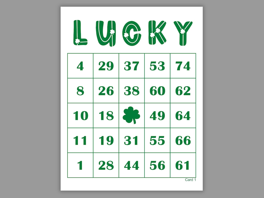 1000 LUCKY Bingo Cards 1 2 and 4 per Page Instant Etsy