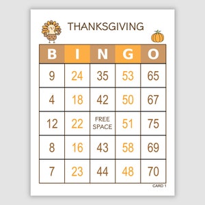 500 Thanksgiving Bingo Cards, 1, 2, and 4 Per Page, Instant Printable Fun Holiday Party Game Pdf Download, Turkey Bingo