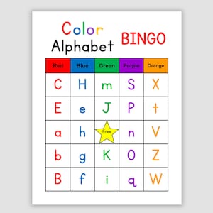 200 Color Alphabet Bingo Cards Pdf Download, 1 Per Page