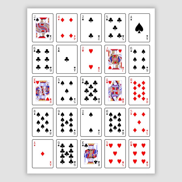 200 Poker Bingo Cards Set 1, Pdf Download, Instant Printable Fun Party Game, Style 4