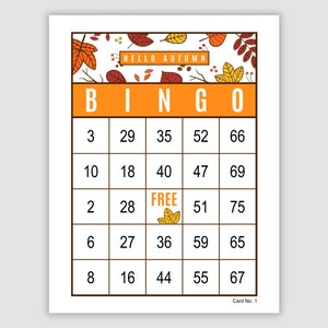 200 Autumn Bingo Cards Pdf Download, Instant Printable Fun Party Game, Fall Bingo