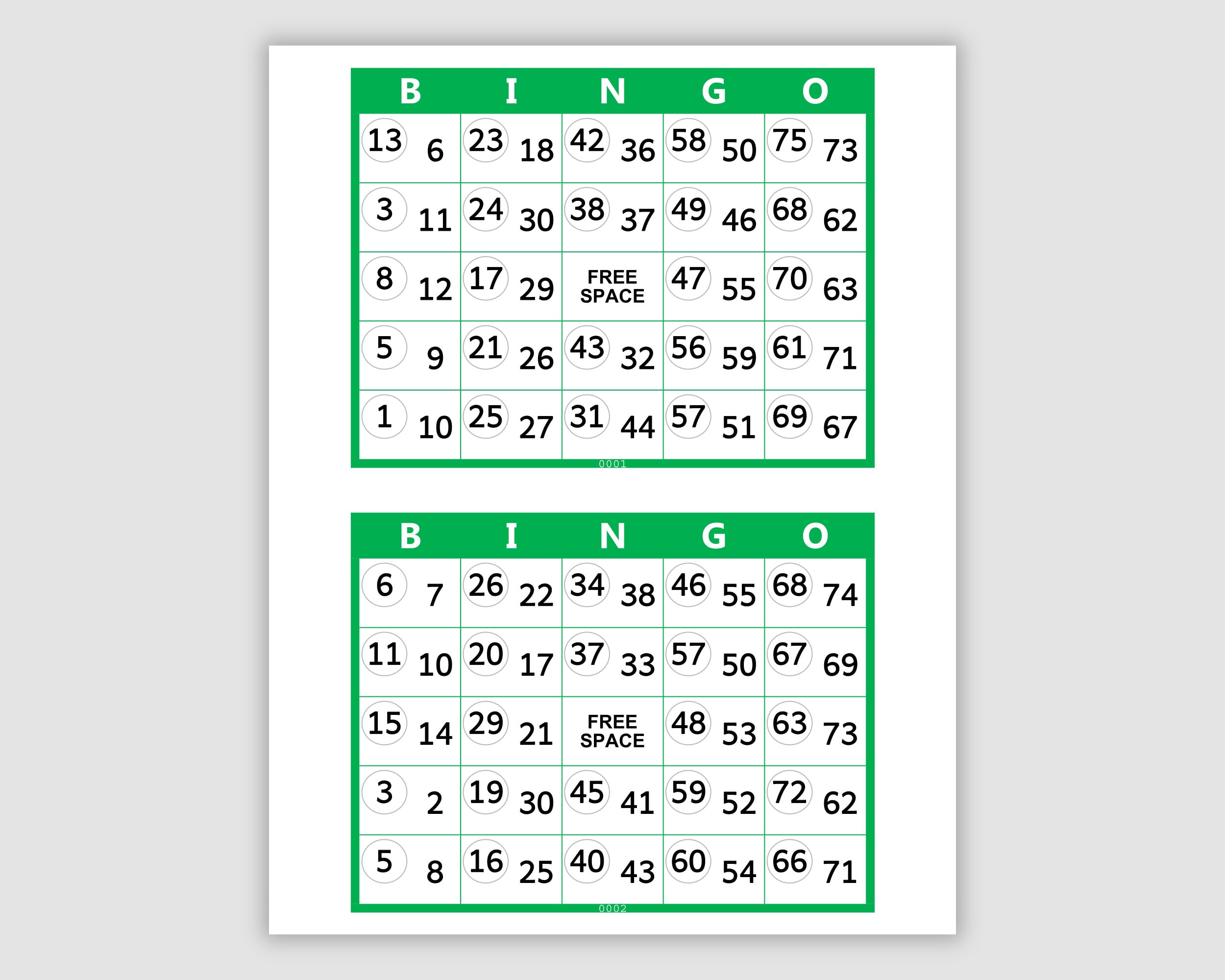 1000 Double Bingo Cards Pdf Download, 1, 2, and 4 per Page, Instant ...