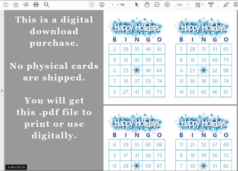 200 Happy Holidays Bingo Cards Pdf Download 2 per Page - Etsy
