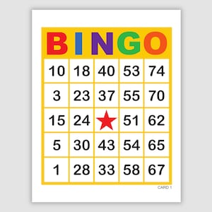 1000 Bingo Cards Pdf Download, 1, 2, and 4 Per Page, Instant Printable Fun Party Game, Yellow