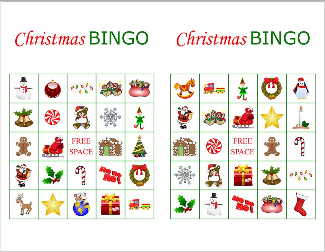 100 Printable Christmas Bingo Cards 2 per page Fun Christmas  Etsy