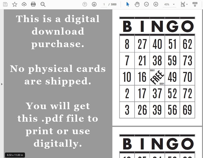 5000 Printable Bingo Cards Pdf Download 1 2 and 4 per - Etsy
