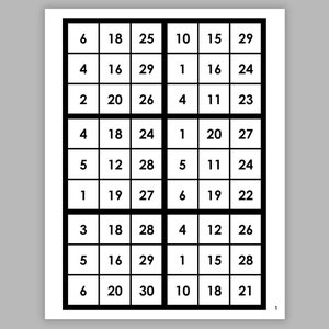 30 Call Speed Bingo Cards, 1002 Printable Cards, 6 Per Page, Instant Pdf Download