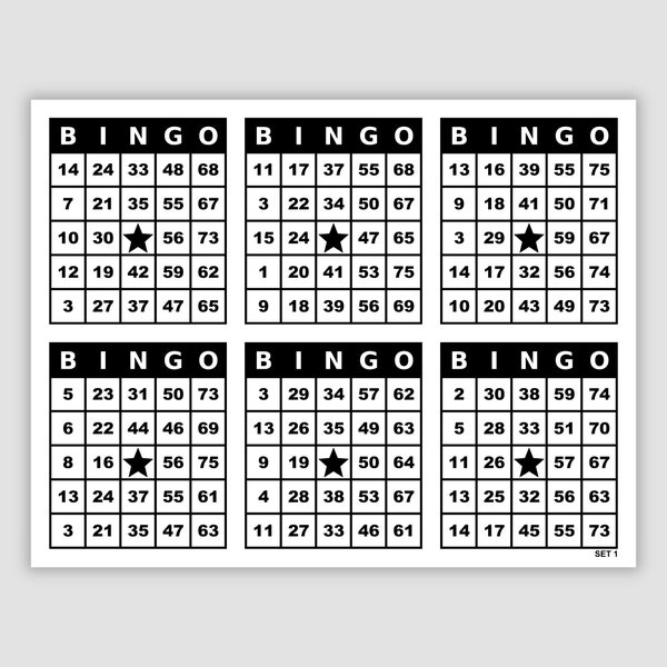 600 Bingo Cards Pdf Download, 6 Per Page, Instant Printable Fun Party Game, 75 Call, Bold Black Font