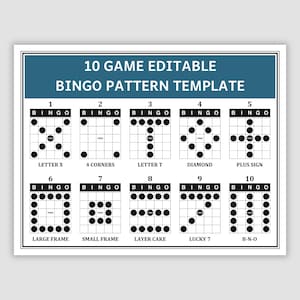 10 Game Editable Bingo Pattern Template Create A Custom Bingo Game Program Flyer With My Adobe Fillable Form Pdf Windows or macOS Required