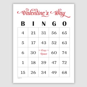 100 Valentines Day Bingo Cards Pdf Download, 1, 2, and 4 Per Page, Instant Printable Fun Party Game
