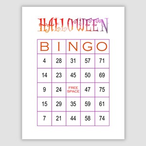 200 Halloween Bingo Cards Pdf Download, 1 Per Page, Instant Printable Fun Party Game