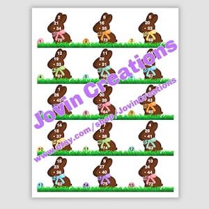 Easter Bingo Boards 1 Mixed, 1 Straight, 1 Blank, 15 line 75 call, Chocolate Bunnies, Instant Printable Pdf Download