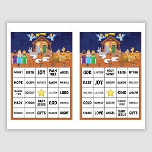 100 Christmas Bingo Cards Pdf Download, 1 and 2 Per Page, 48 Call, Instant Printable Fun Party Game, Nativity