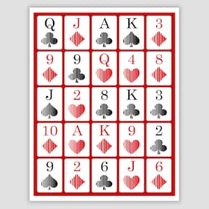 100 Poker Keno Cards, Large Print, 4 Colors, Instant Printable Pdf ...