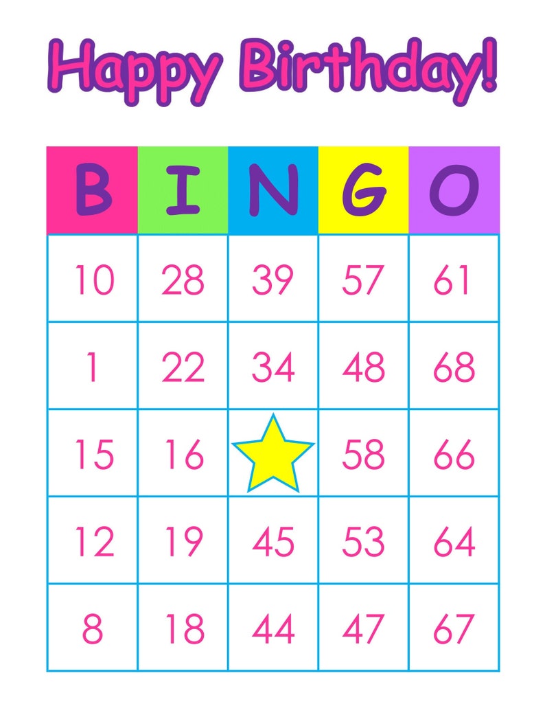 Birthday Bingo Cards 200 Cards Prints 1 per Page Instant - Etsy
