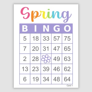 500 Spring Bingo Cards, Pdf Download, 1, 2, and 4 Per Page, Instant Printable Fun Spring Party Game, 4 Colors