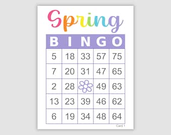 500 Spring Bingo Cards, Pdf Download, 1, 2, and 4 Per Page, Instant Printable Fun Spring Party Game, 4 Colors