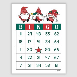 1000 Holiday Bingo Cards Pdf Download, 1 and 2 Per Page, Instant Printable Fun Party Game, Gnomes