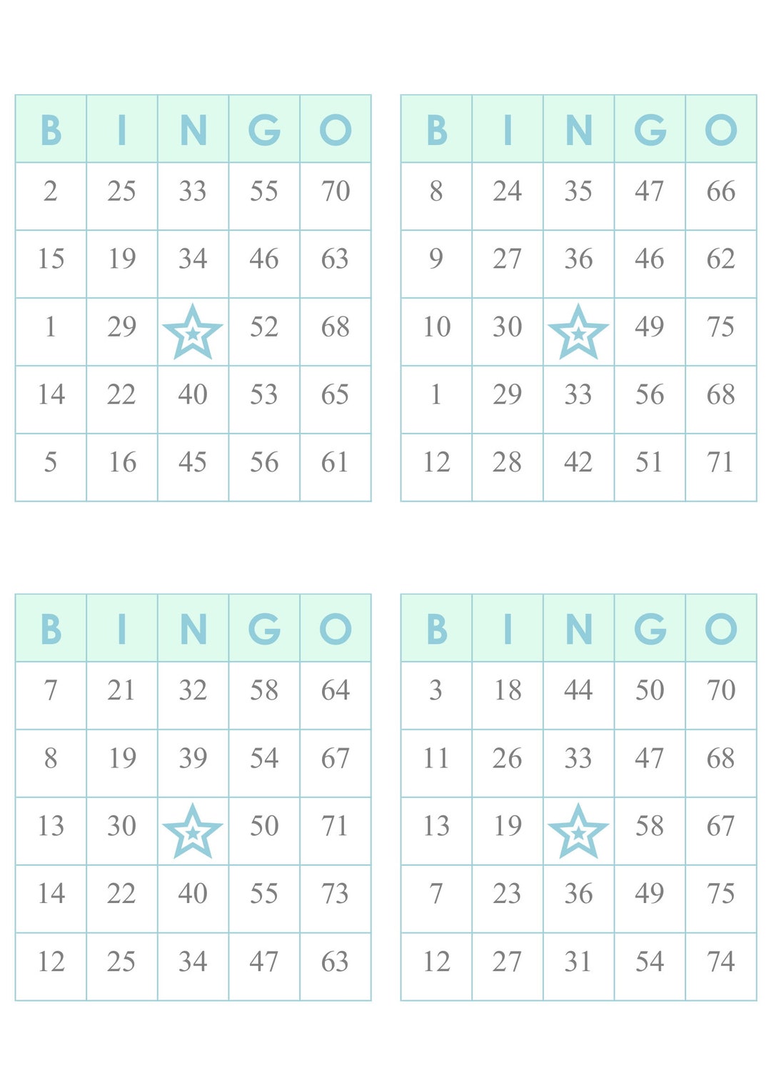 Bingo Cards 1000 Cards 4 per Page Instant Pdf Download - Etsy