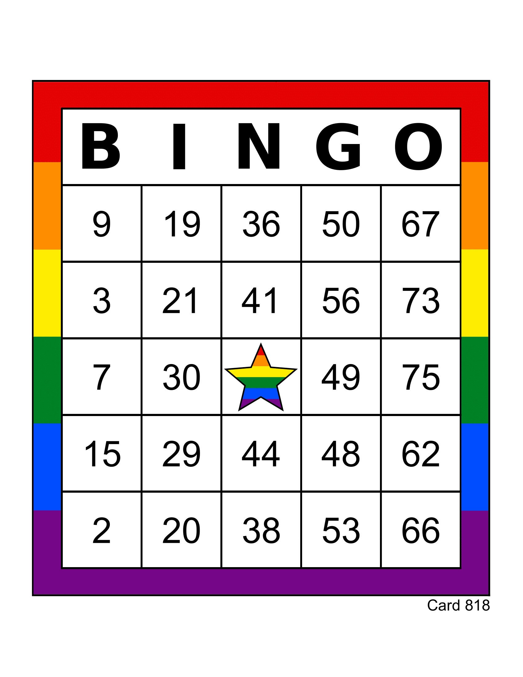 Rainbow Bingo Cards 1000 cards 1 per page instant pdf Etsy