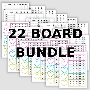 22 Board Bundle, Immediate Printable Bingo PDF Download