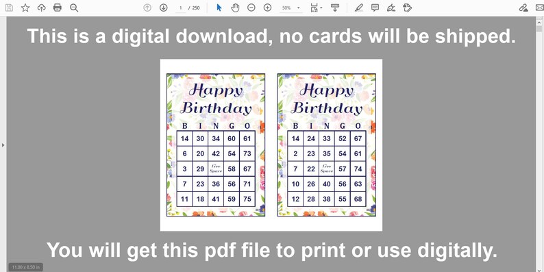 500 Birthday Bingo Cards Pdf Download 1 and 2 per Page 75 - Etsy