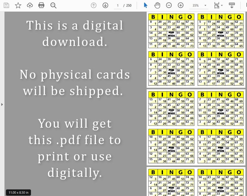 1000 Double Bingo Cards Pdf Download, 1, 2, and 4 per Page, Instant ...
