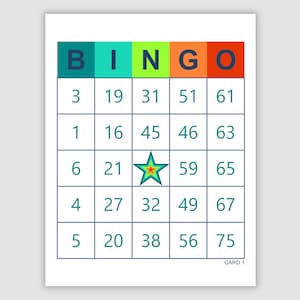 1000 Bingo Cards Pdf Download, 1 Per Page, Instant Printable Fun Party Game, Multi-colored