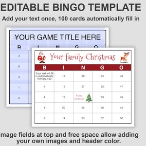 100 Card Editable Text Bingo Template, 50 Calls, 10 Numbers Assigned Per Column, Pdf Download, Cards Automatically fill, DIY Bingo Cards