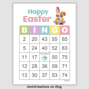 500 Easter Bingo Cards Pdf Download, 1 and 2 Per Page, 75 Call, Instant Printable Fun Easter Party Game, Easter Bunny Painting Eggs