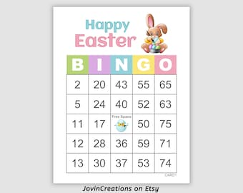 500 Easter Bingo Cards Pdf Download, 1 and 2 Per Page, 75 Call, Instant Printable Fun Easter Party Game, Easter Bunny Painting Eggs