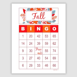 200 Fall Bingo Cards Pdf Download, 1 Per Page, Instant Printable Fun Party Game
