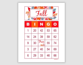 200 Fall Bingo Cards Pdf Download, 1 Per Page, Instant Printable Fun Party Game