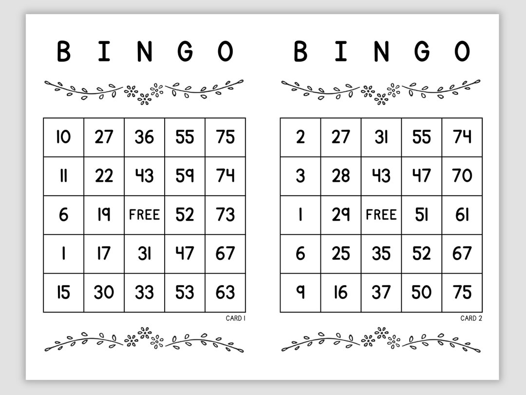 1000 Printable Bingo Cards Pdf Download 1 2 and 4 per Page - Etsy