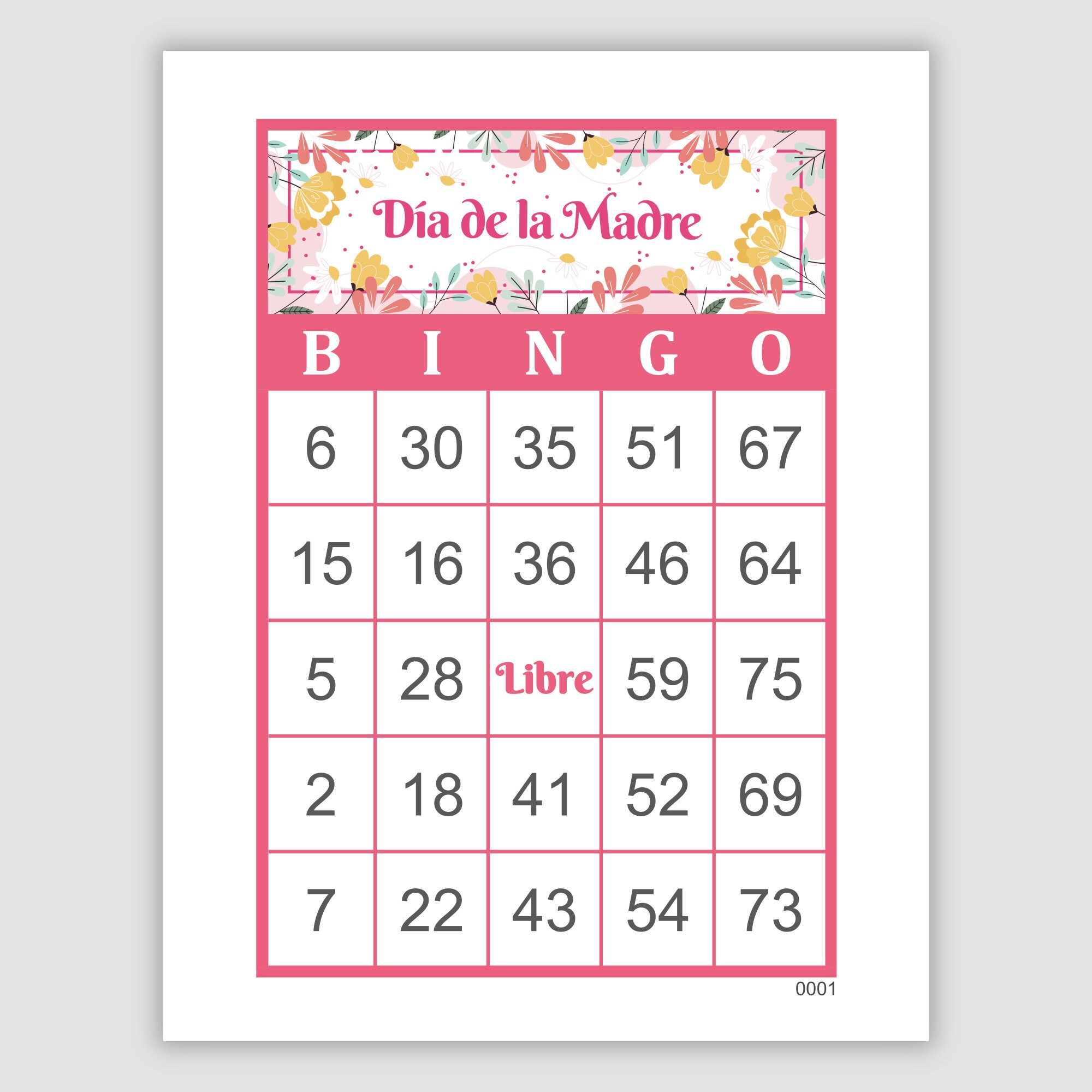 1000 Mother's Day Bingo Cards Pdf Download, 1 and 2 per Page, 75