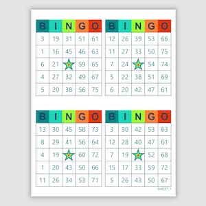 1000 Bingo Cards Pdf Download, 4 Per Page, Instant Printable Fun Party Game