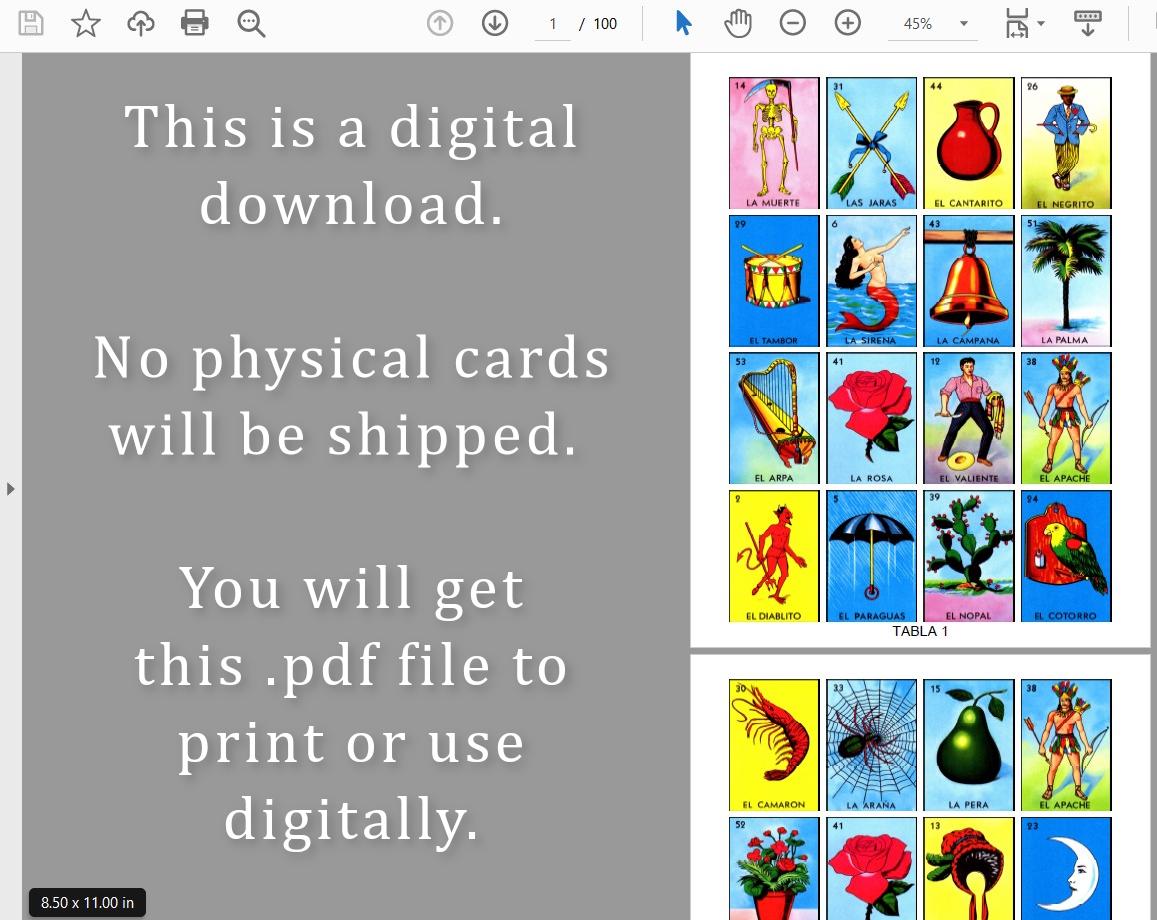 100 Printable Loteria Cards, Pdf Download, Prints 1 or 2 per Page, 2 Styles, 54 Call Cards Included, Mexican Cards Loteria Mexican Bingo - Etsy 100-printable-loteria-cards-pdf-download-prints-1-or-2-per-page-2-styles-54-call-cards-included-mexican-cards-loteria-mexican-bingo-etsy
