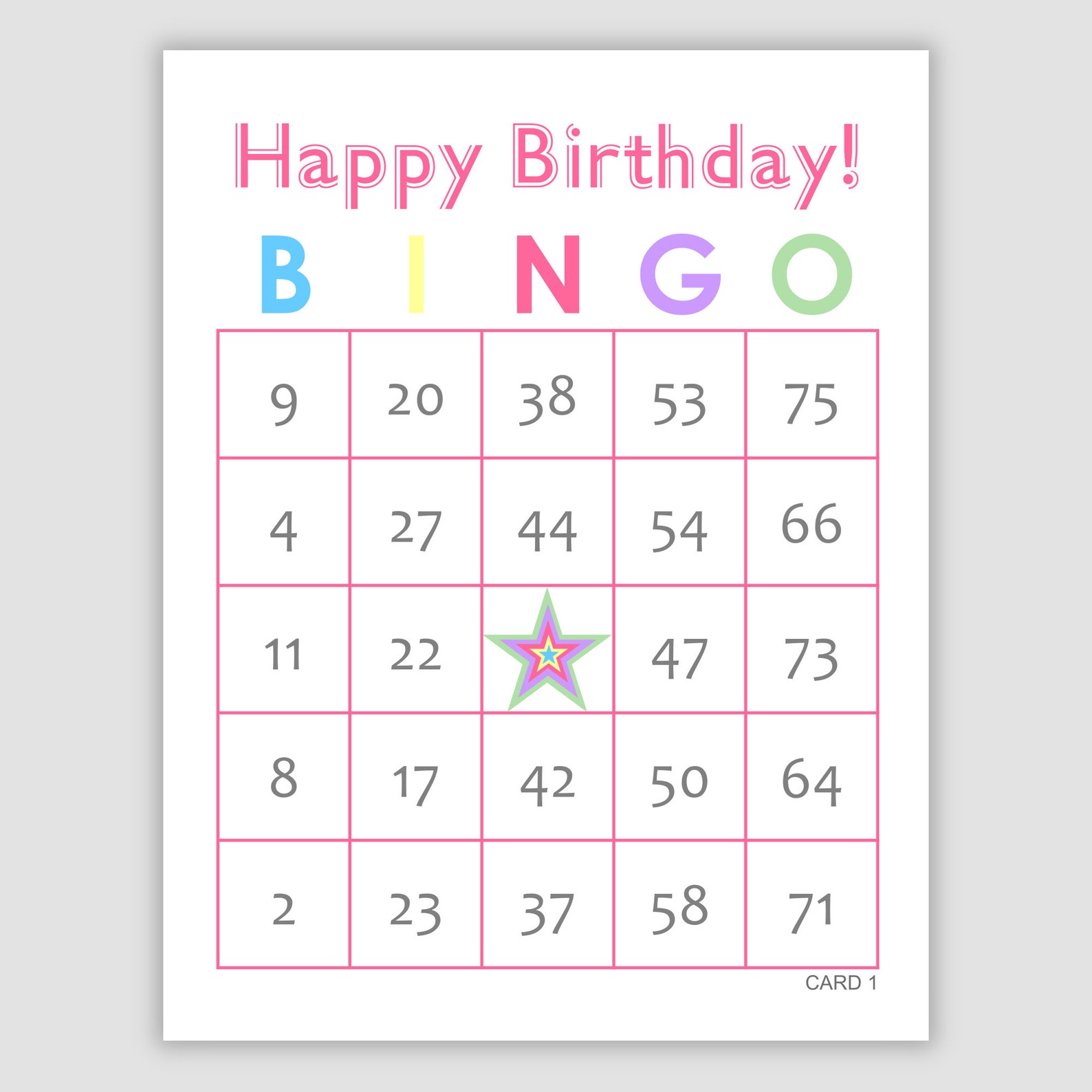 100 Birthday Bingo Cards Pdf Download, 1 per Page, 75 Call, Instant ...