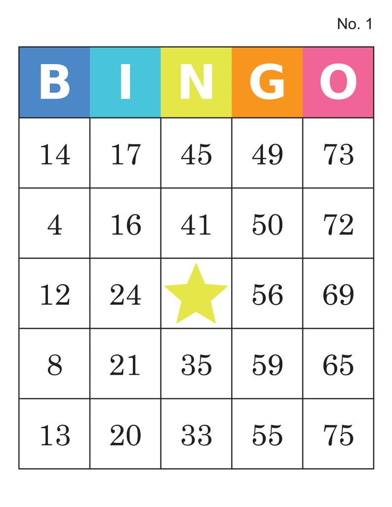 Bingo Cards 1000 cards 1 per page immediate pdf download | Etsy