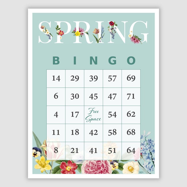500 Spring Bingo Cards Pdf Download, 1 and 2 Per Page, 75 Call, Instant Printable Fun Party Game