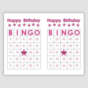 100 Birthday Bingo Cards Pdf Download, 2 Per Page, Instant Printable Fun Party Game