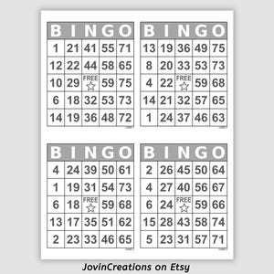 1000 Bingo Cards Pdf Download, 1, 2, and 4 Per Page, Large Print, Instant Printable Fun Party Game, Set 4