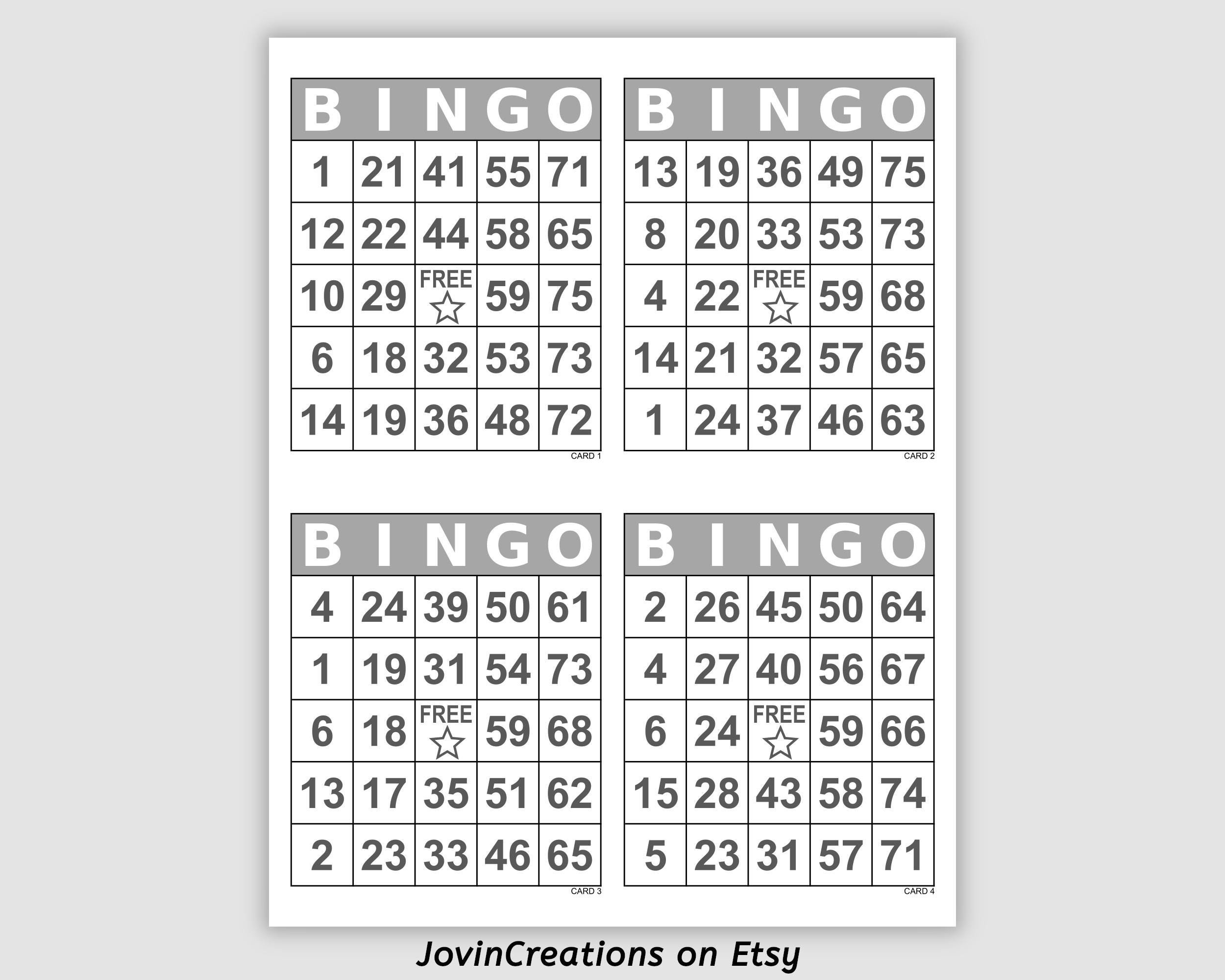 1000 Bingo Cards Pdf Download, 1, 2, and 4 per Page, Large Print