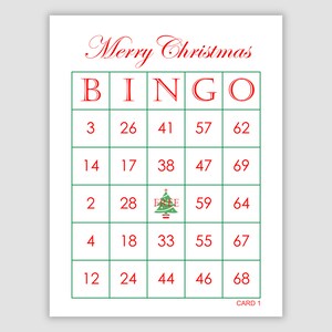 100 Merry Christmas Bingo Cards Pdf Download, 1 Per Page, Instant Printable Fun Christmas Party Game