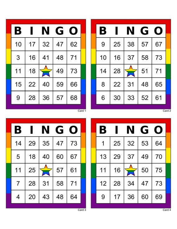 Rainbow Bingo Cards 1000 Cards 4 per Page Instant Pdf | Etsy UK