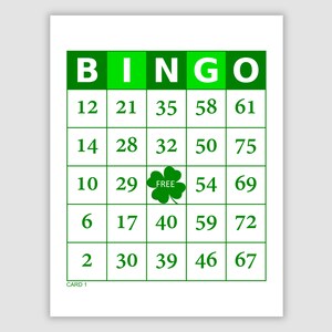 200 St. Patrick's Day Bingo Cards, 1, 2, and 4 Per Page, Instant Printable Pdf Download, Fun Party Game
