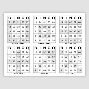 1200 Bingo Cards Pdf Download, 6 Per Page and 1 Per Page Jumbo Large Print Cards, Instant Printable Fun Party Game, 6 Bingo Patterns