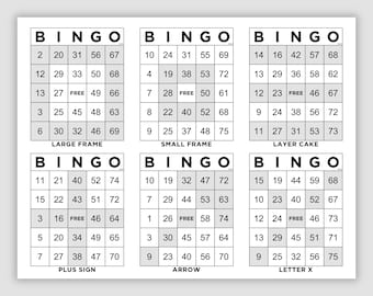 1200 Bingo Cards Pdf Download, 6 Per Page and 1 Per Page Jumbo Large Print Cards, Instant Printable Fun Party Game, 6 Bingo Patterns